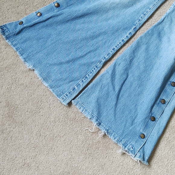 Vintage Bell Bottom Jeans with Side Snaps and Heart Patch On Bum - Picture 8 of 9